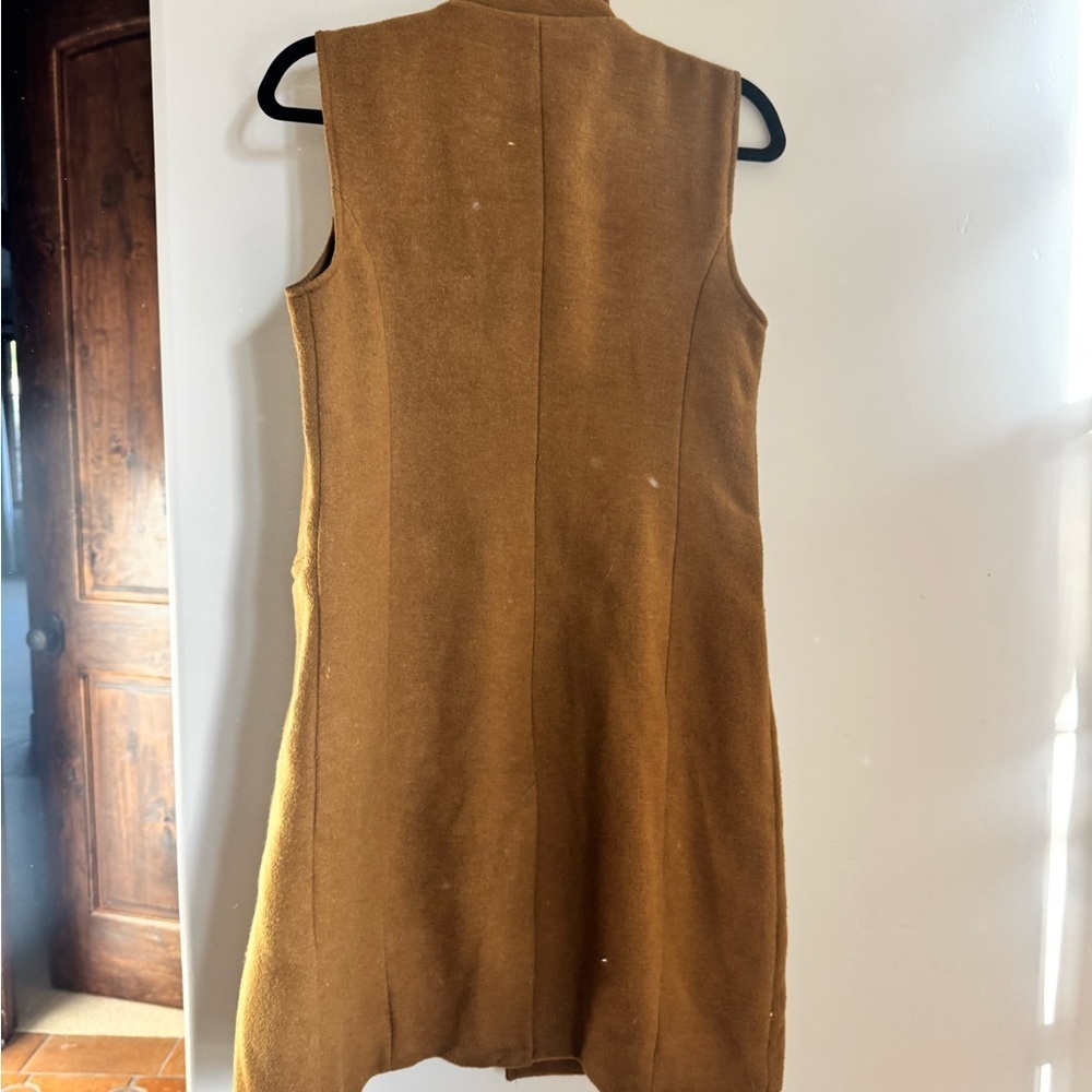 7 For All Mankind Camel Wool Moto Vest Longline Minimalist XS - Picture 5 of 6